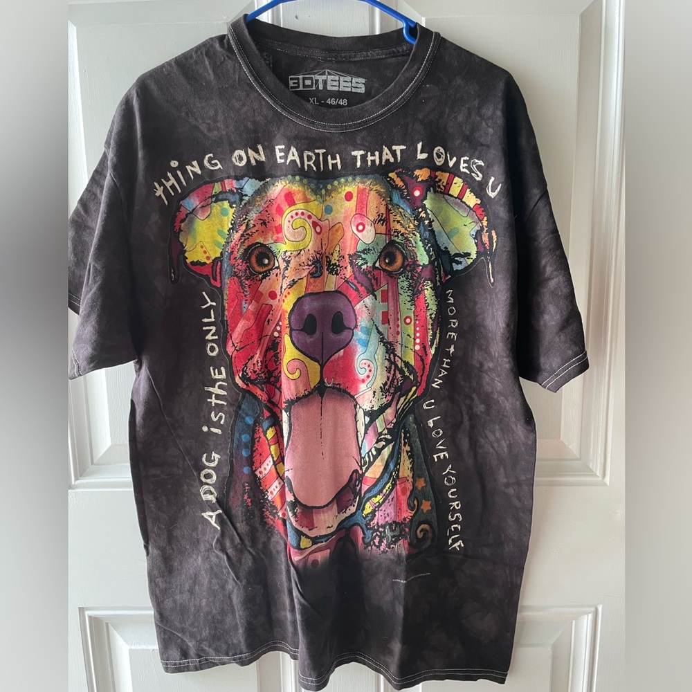 3D Tees Black T-Shirt Adult XL Dog Top Short Sleeve